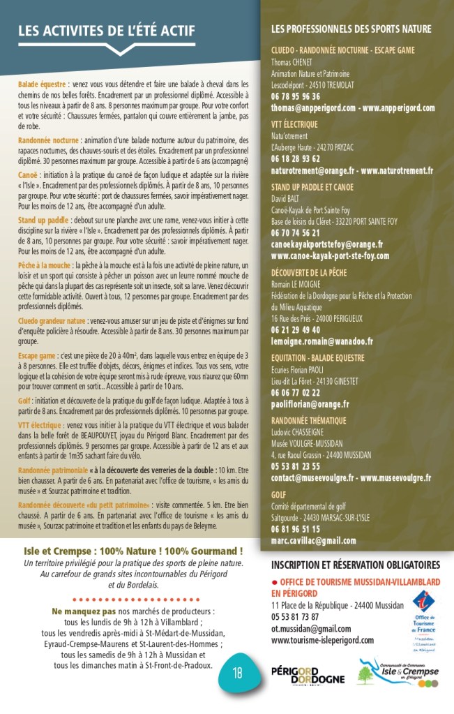 affiche été actif Office de Tourisme