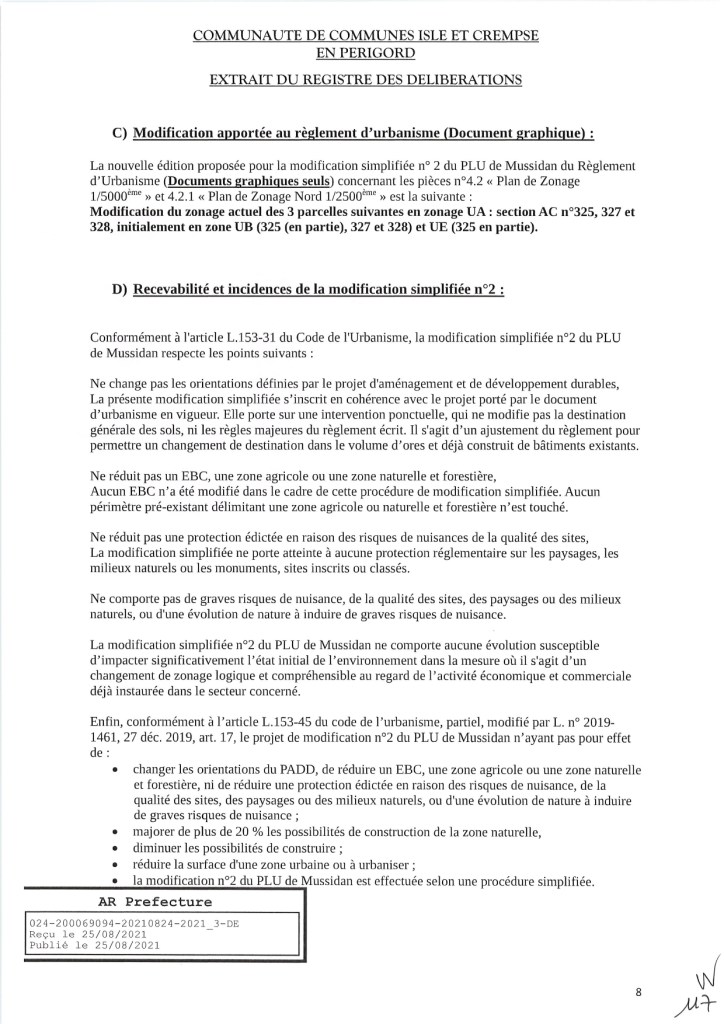 Modification simplifiée n°2 du PLU de Mussidan page 8