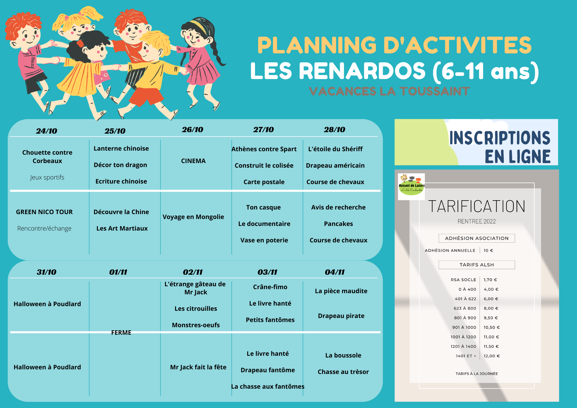 vacances de la Toussaint activités pour les 6-11 ans au CLSH